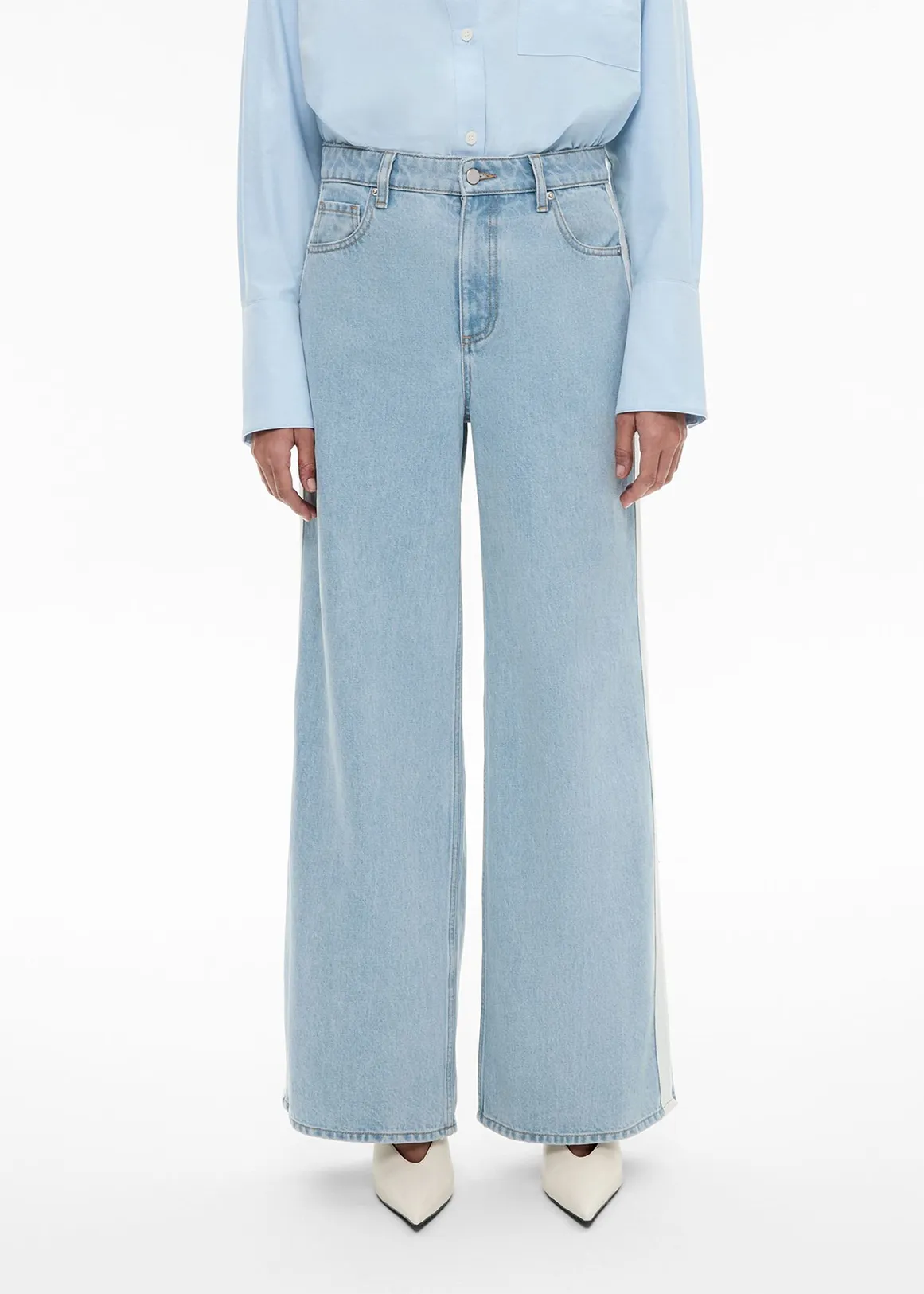 Denim Side Stripe Jeans - VINTAGE WASH DENIM
