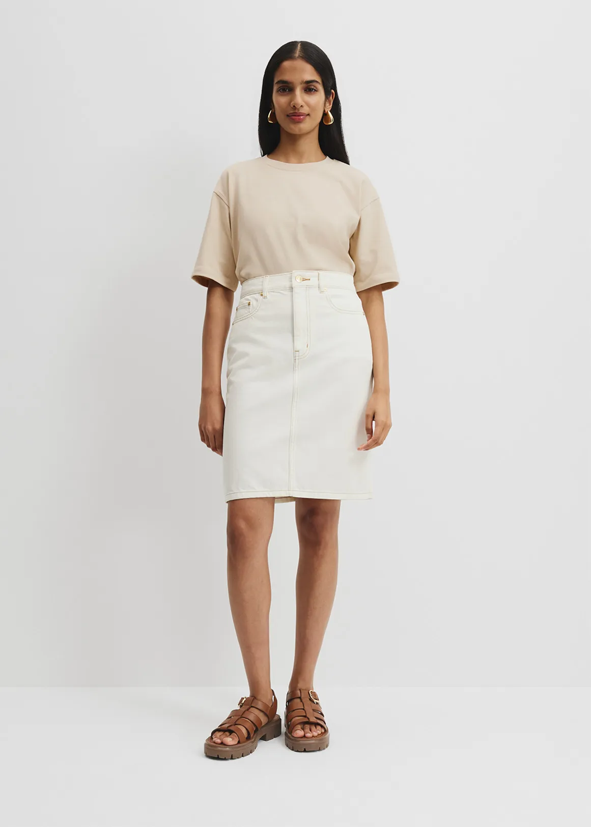 Denim Skirt - WHITE