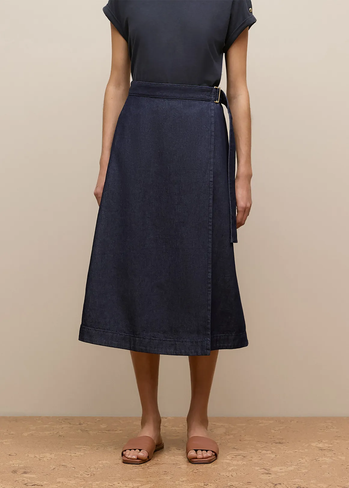 Denim Wrap Skirt - INDIGO RINSE