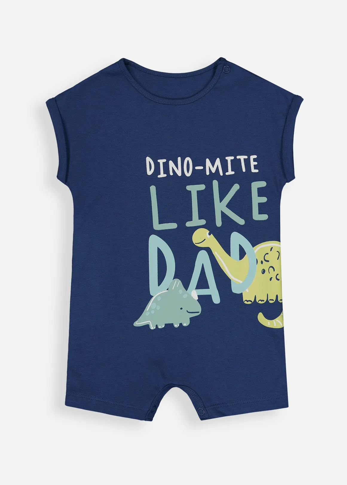 Dino Mite Like Dad Cotton Romper - NAVY