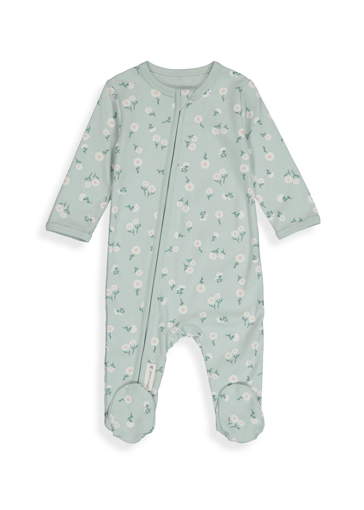 Ditsy Floral Organic Cotton Zip Sleepsuit - X GREEN
