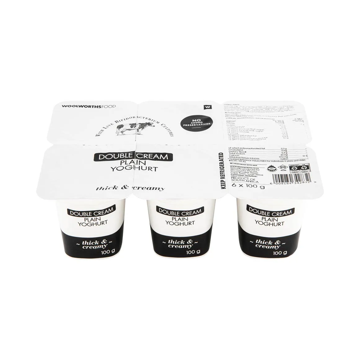 Double Cream Plain Yoghurt 6 x 100 g