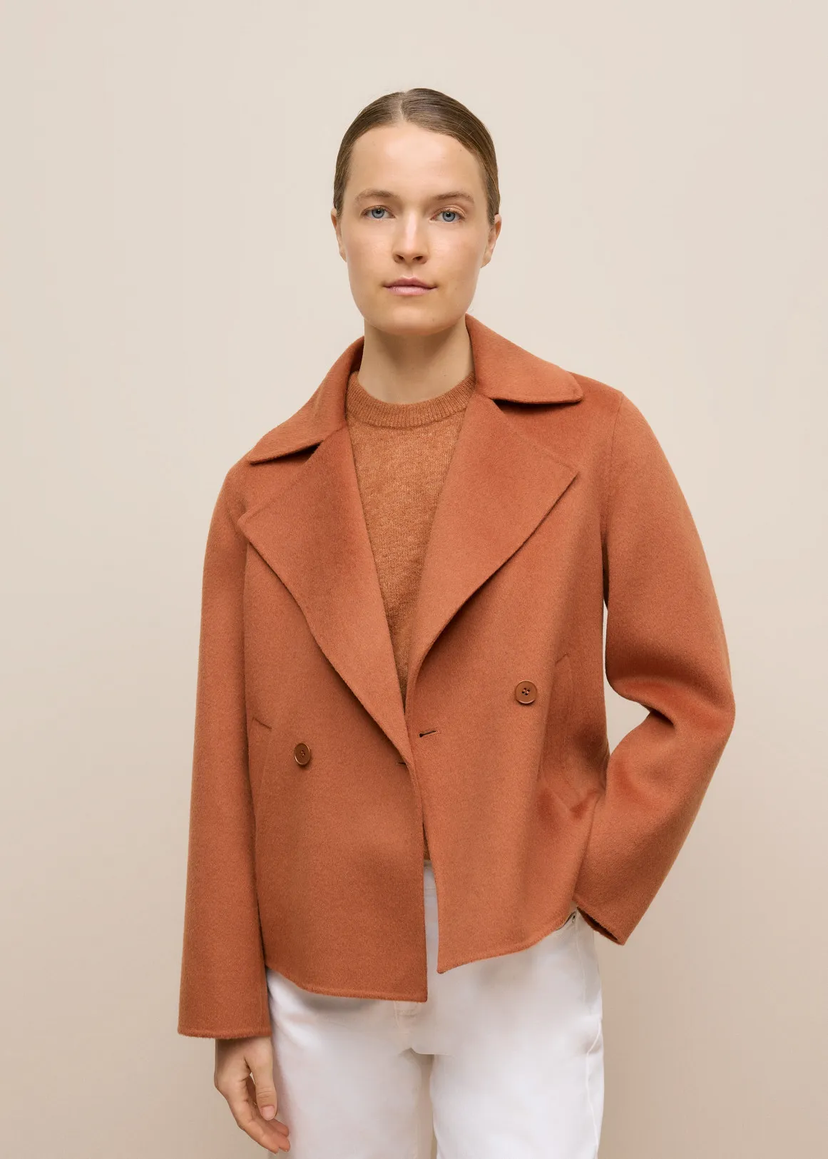 Double Faced Wool Peacoat - SIERRA