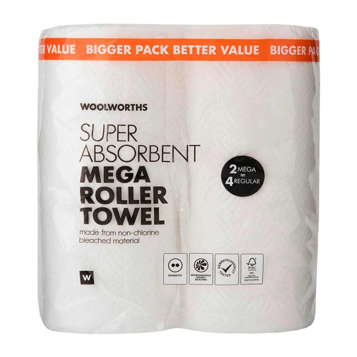 Double Ply Super Absorbent Mega Roller Towel 2 pk