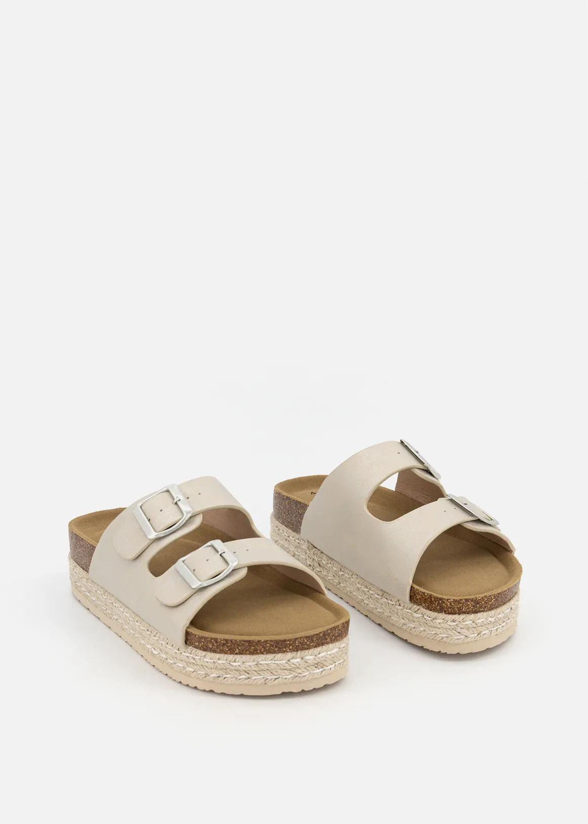 Double Strap Moulded Flatform Espadrilles - GOLD