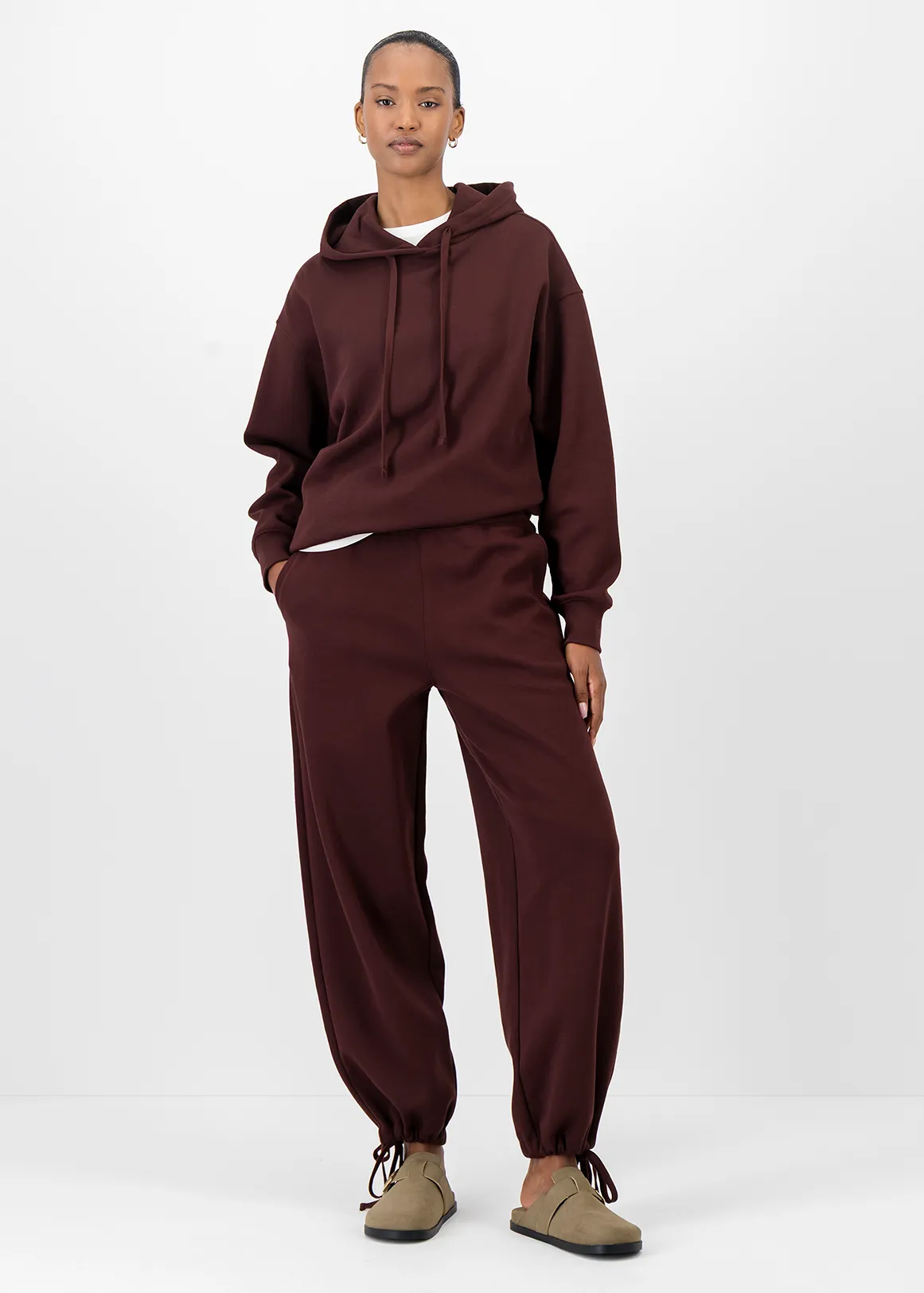 Drawstring Fleece Track Pants - DARK PURPLE