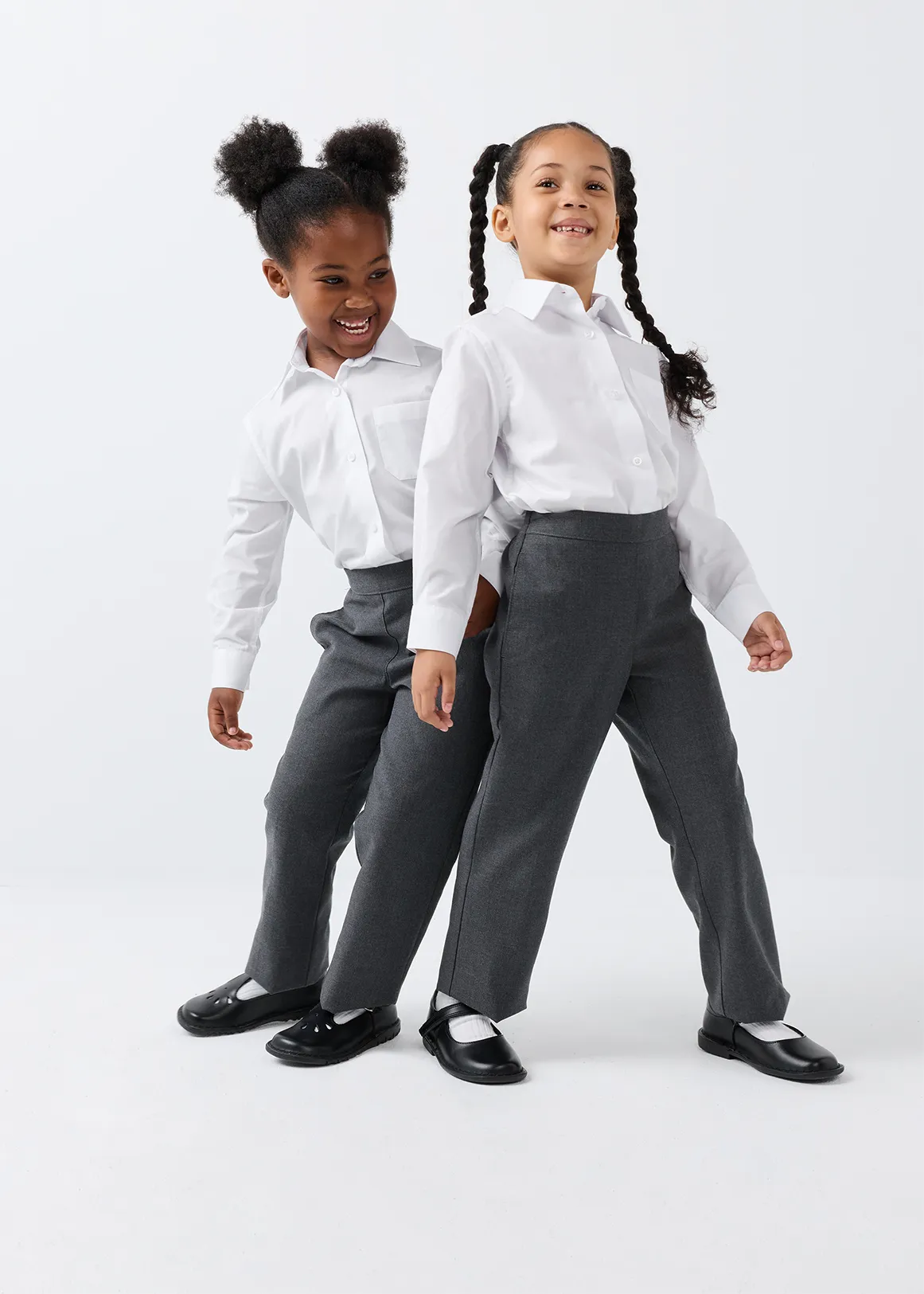 Easy Care Girls Regular Fit Grey School Trousers 2 Pack
