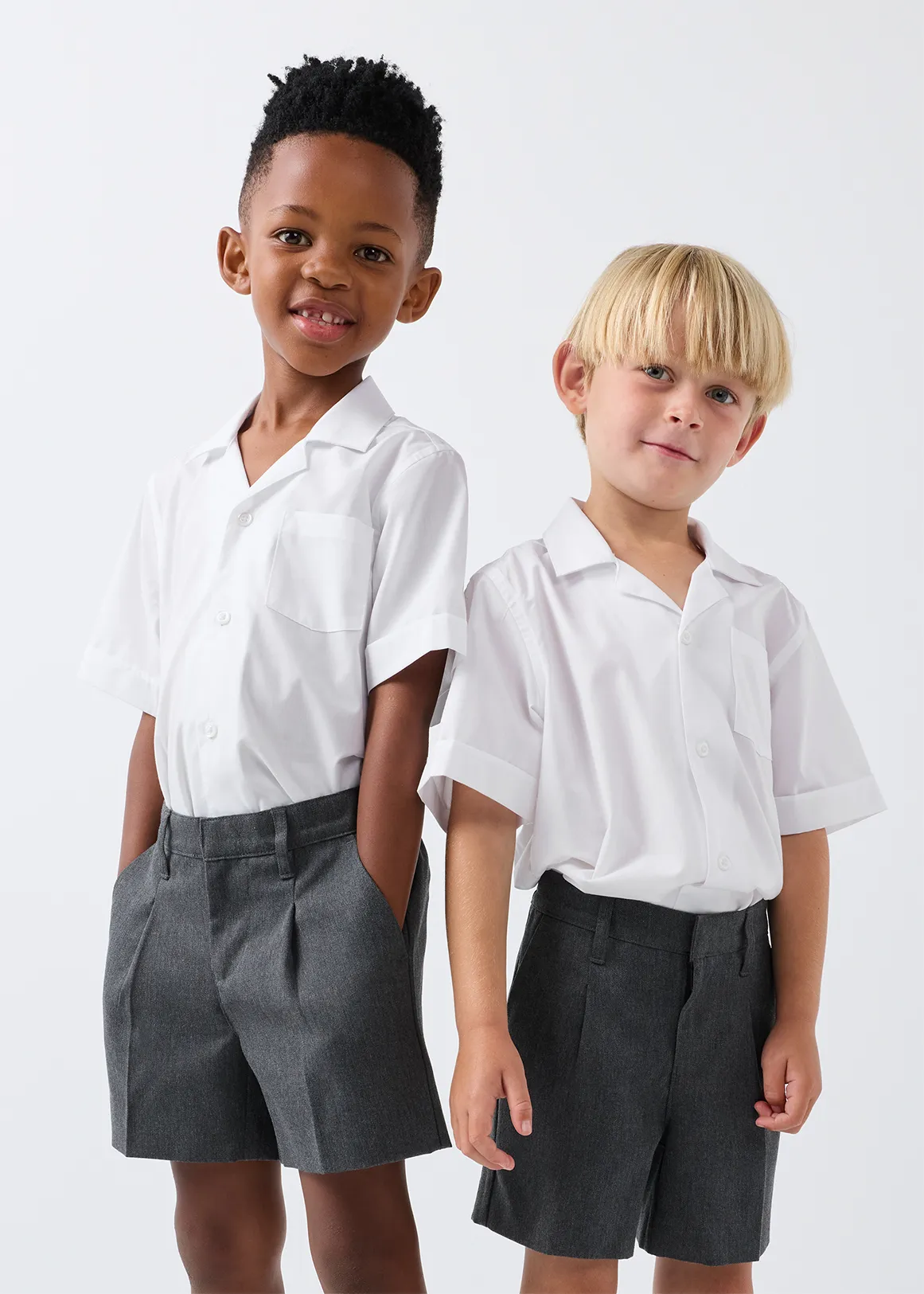 Easy Care Open Neck Boys School Shirts 2 Pack - WHITE