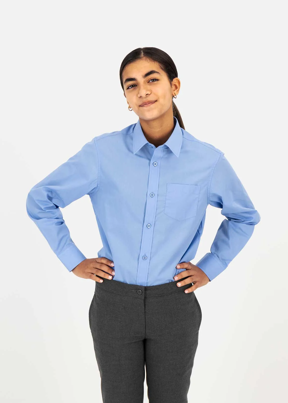 Easy Care Regular Fit Long Sleeve Boys School Shirts 2 Pack - BLUE