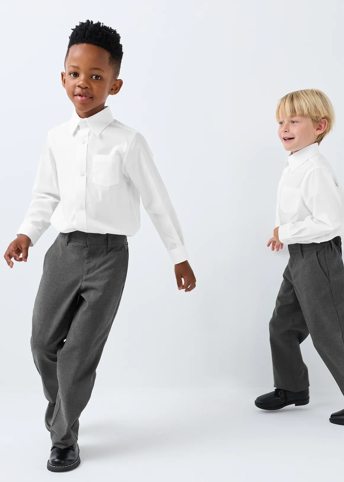 Easy Care Regular Fit Long Sleeve Boys School Shirts 2 Pack - WHITE