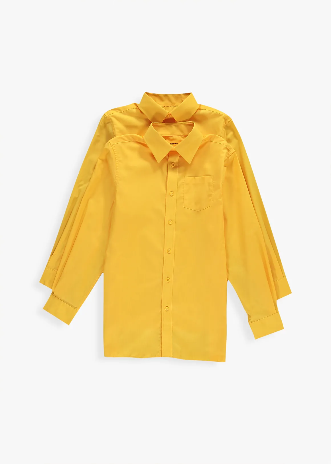 Easy Care Regular Fit Long Sleeve Boys School Shirts 2 Pack - YELLOW