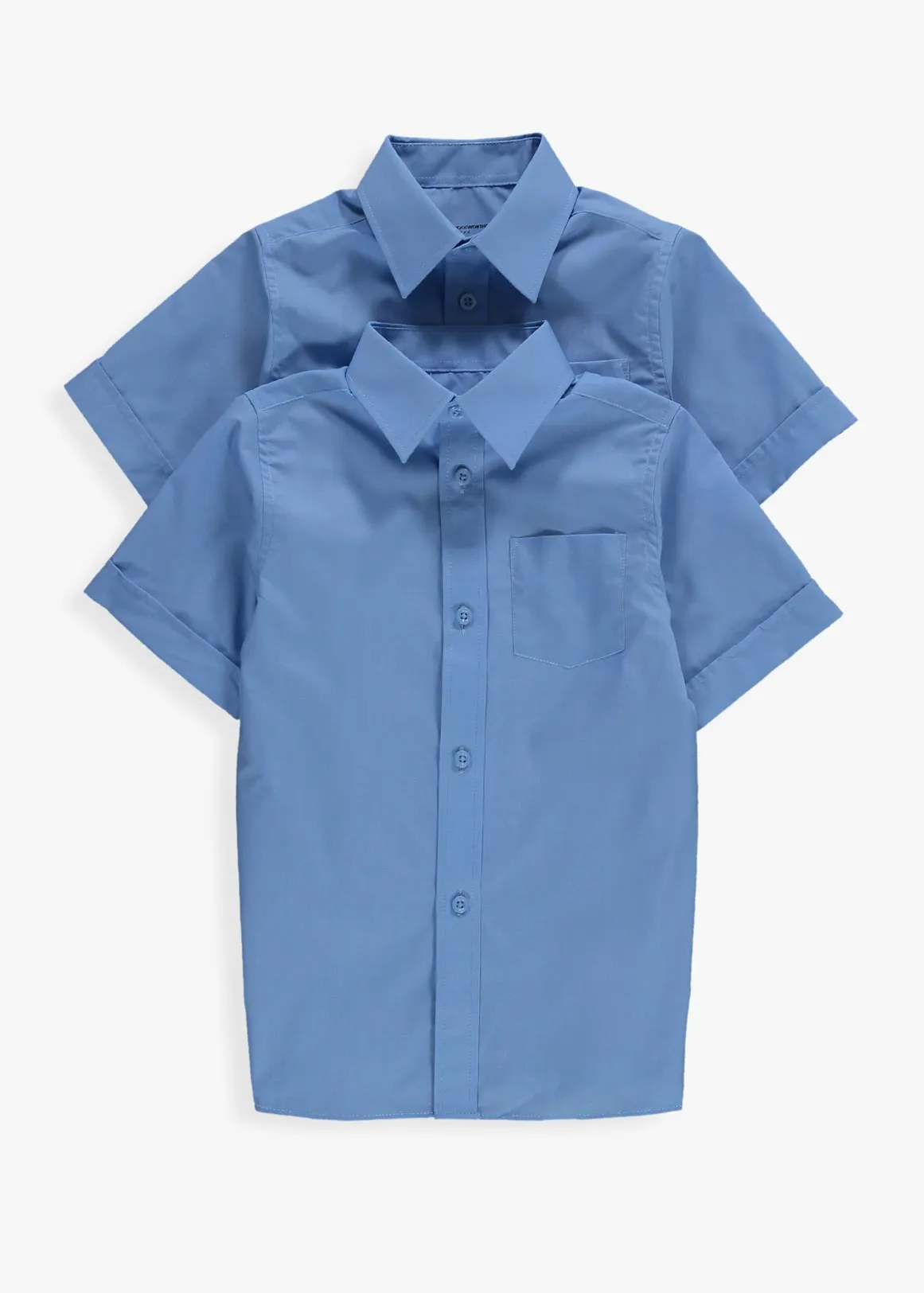 Easy Care Regular Fit Short Sleeve Boys School Shirts 2 Pack - BLUE