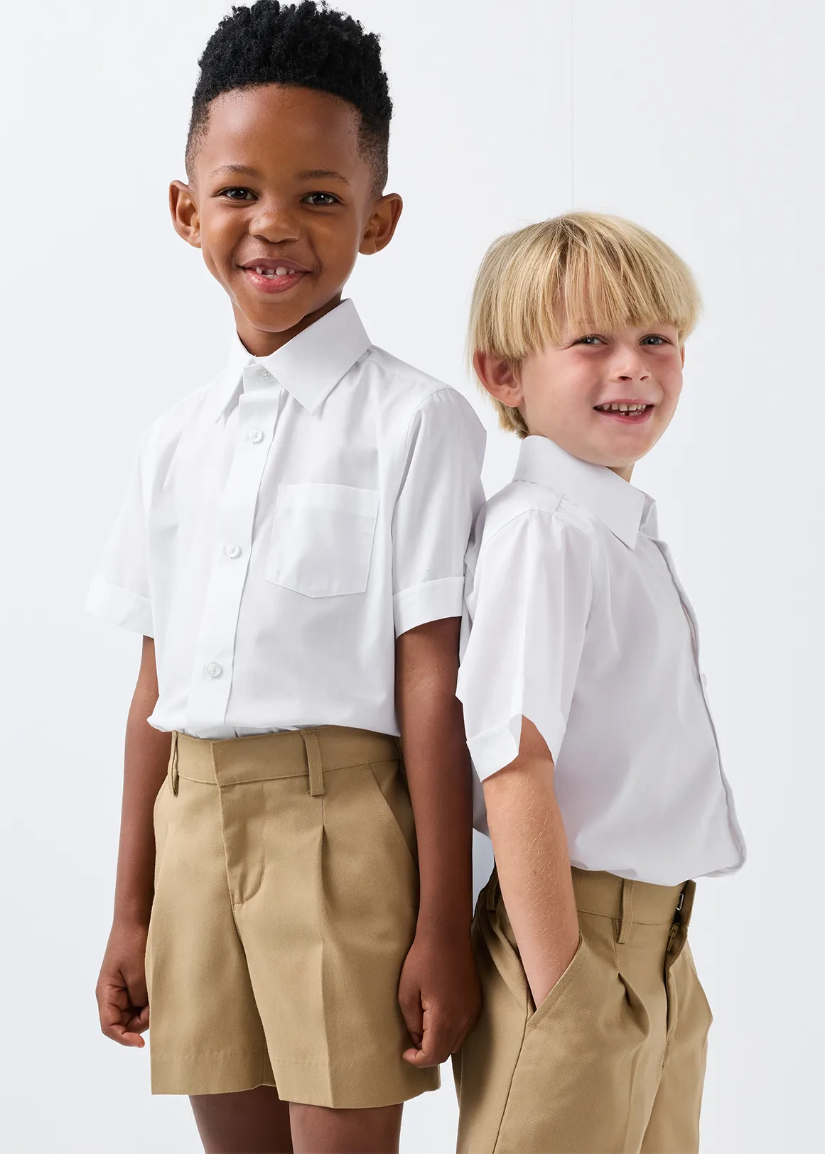 Easy Care Regular Fit Short Sleeve Boys School Shirts 2 Pack - WHITE
