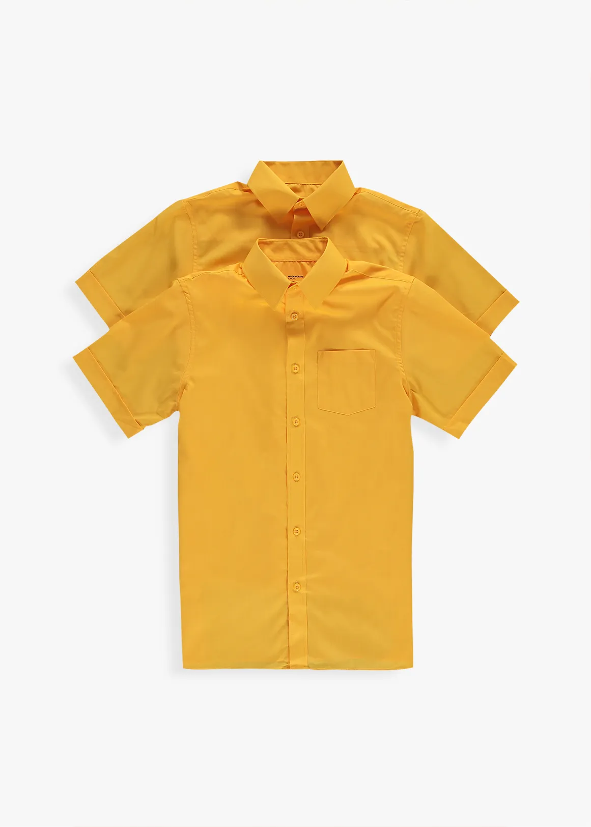 Easy Care Regular Fit Short Sleeve Boys School Shirts 2 Pack - YELLOW