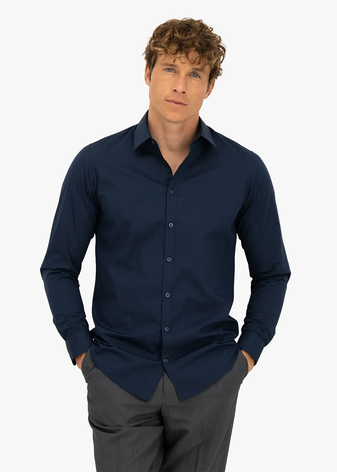 Easy Care Slim Fit Shirt - NAVY