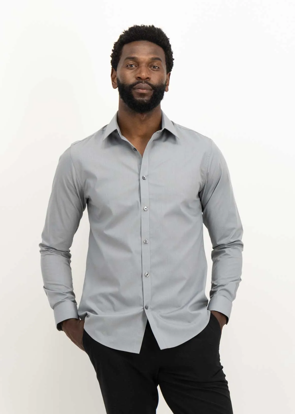Easy Care Slim Fit Shirt - SILVER