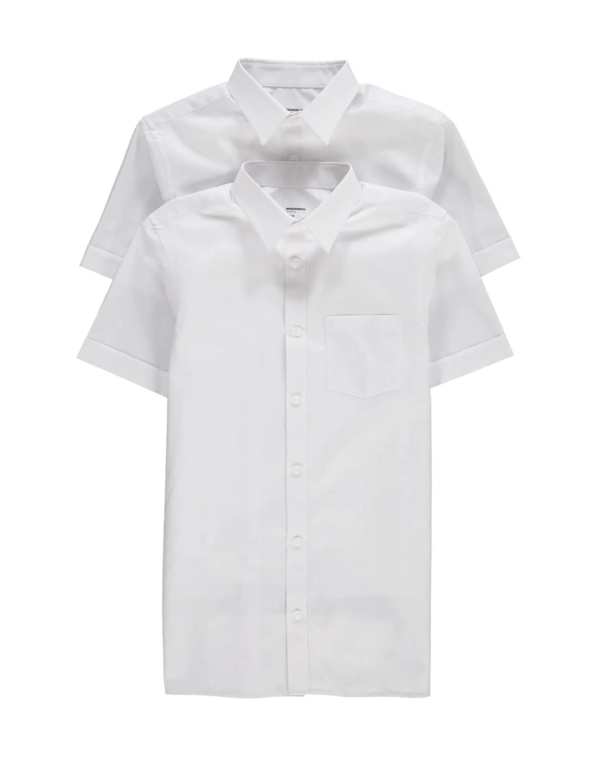 Easy Care Slim Fit Short Sleeve Boys School Shirts 2 Pack - WHITE