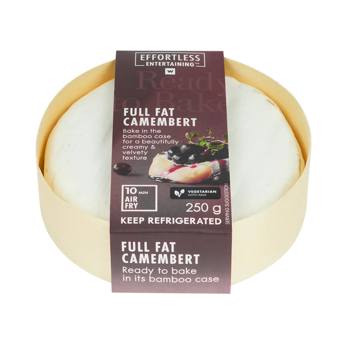 Effortless Entertaining™ Full Fat Camembert Cheese in Bamboo Case 250 g