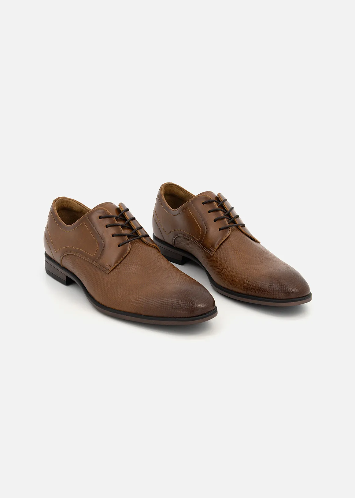 Embossed Derby Shoes - TAN