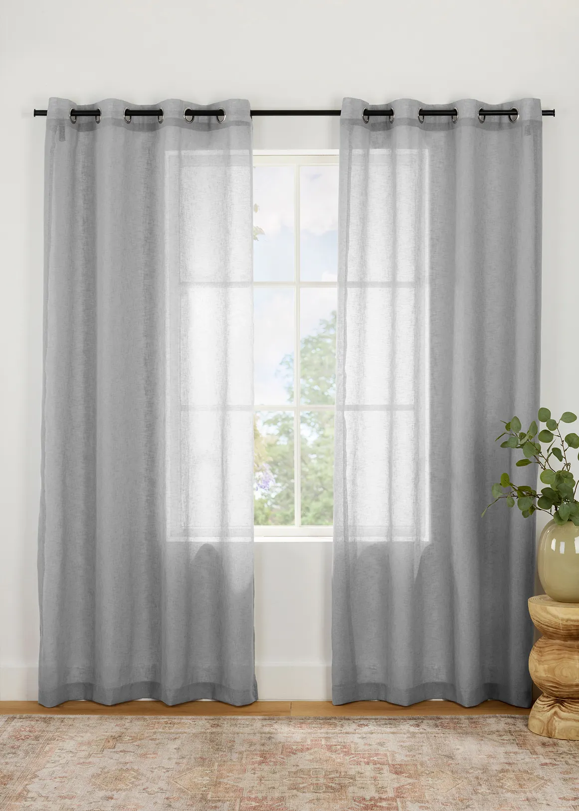 Eyelet Muslin Sheer Curtain 135cm (W) x 223cm (L) - LIGHT GREY