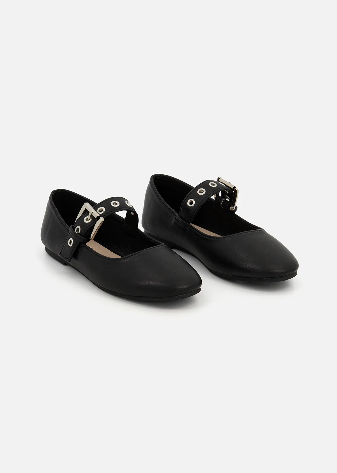 Eyelet Strap Mary Jane Shoes (Size 12-6) Older Girl - BLACK