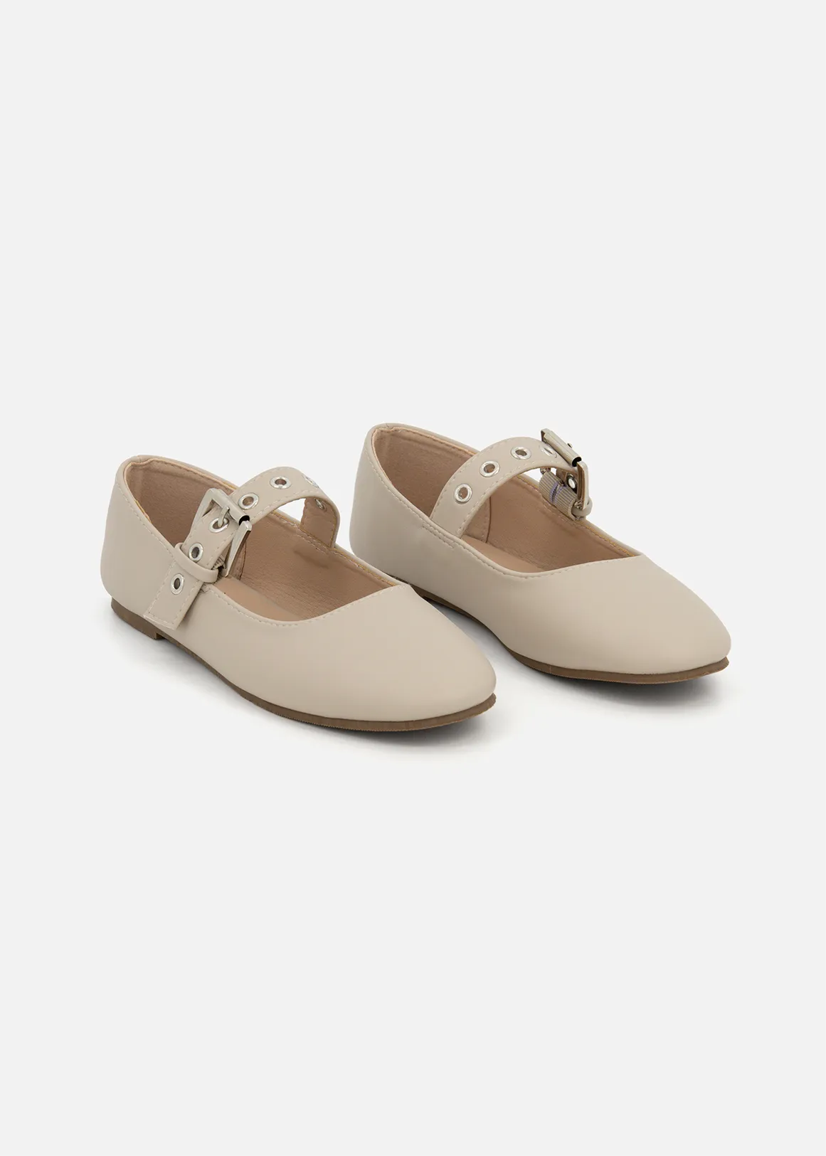Eyelet Strap Mary Jane Shoes (Size 12-6) Older Girl - NATURAL