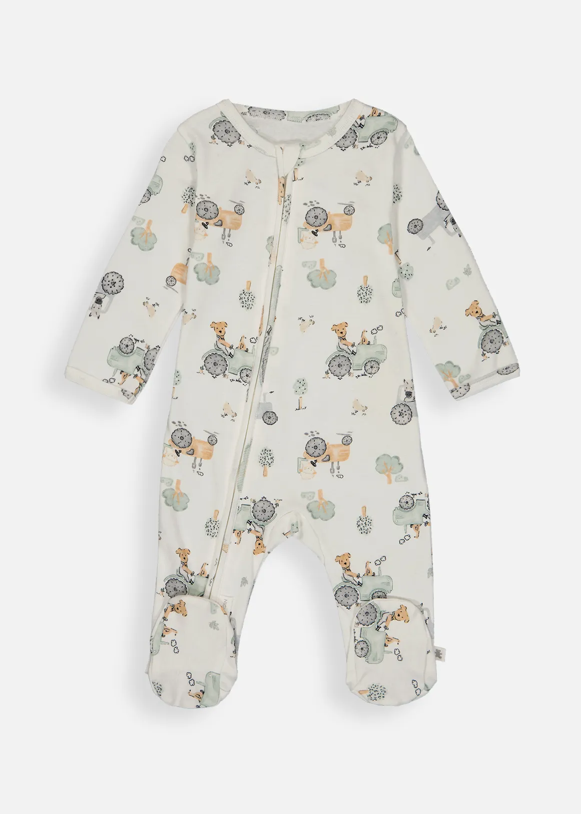 Farm Friends Cotton Zip Sleepsuit - X WHITE