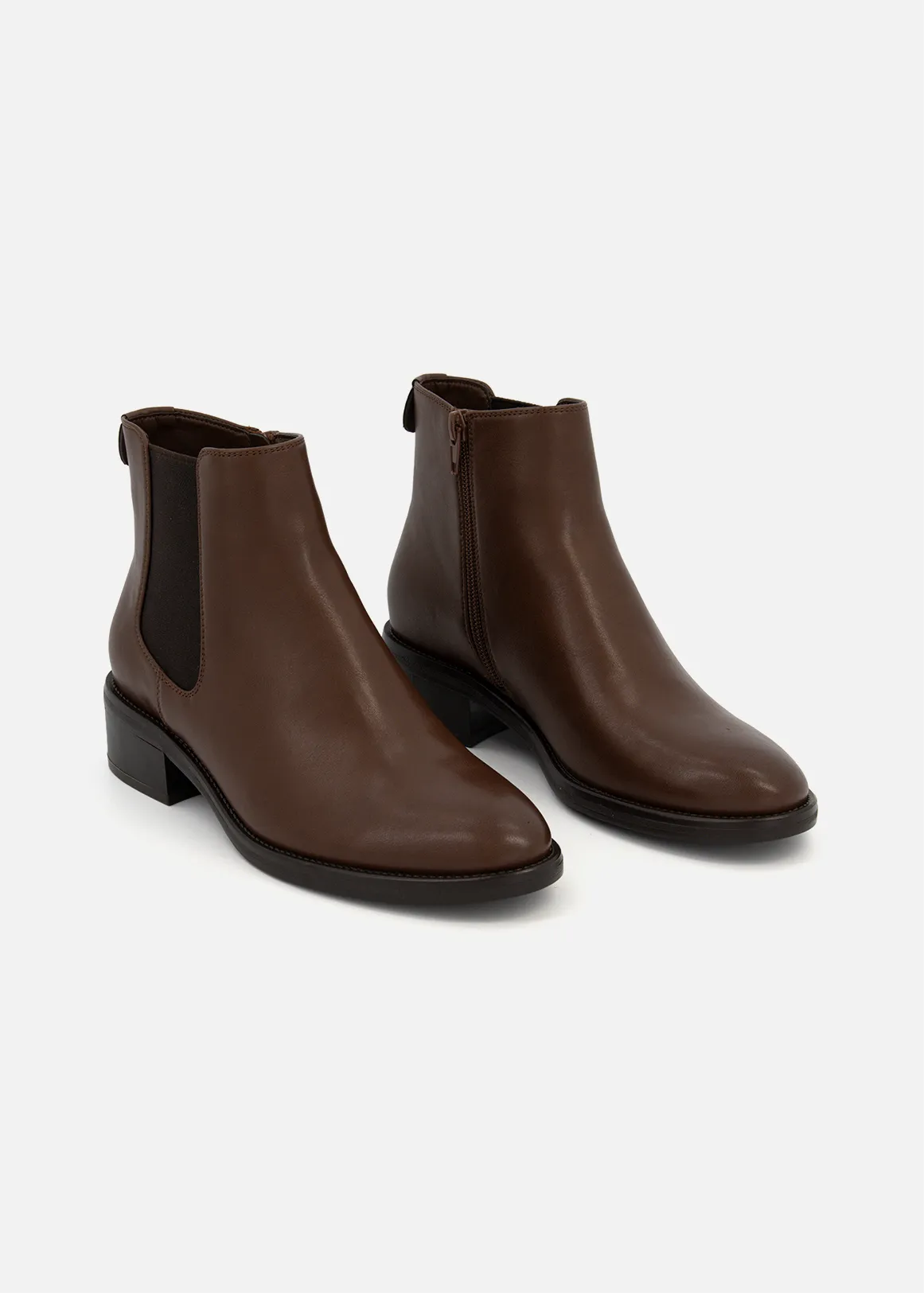Faux Leather Chelsea Boots - TAN