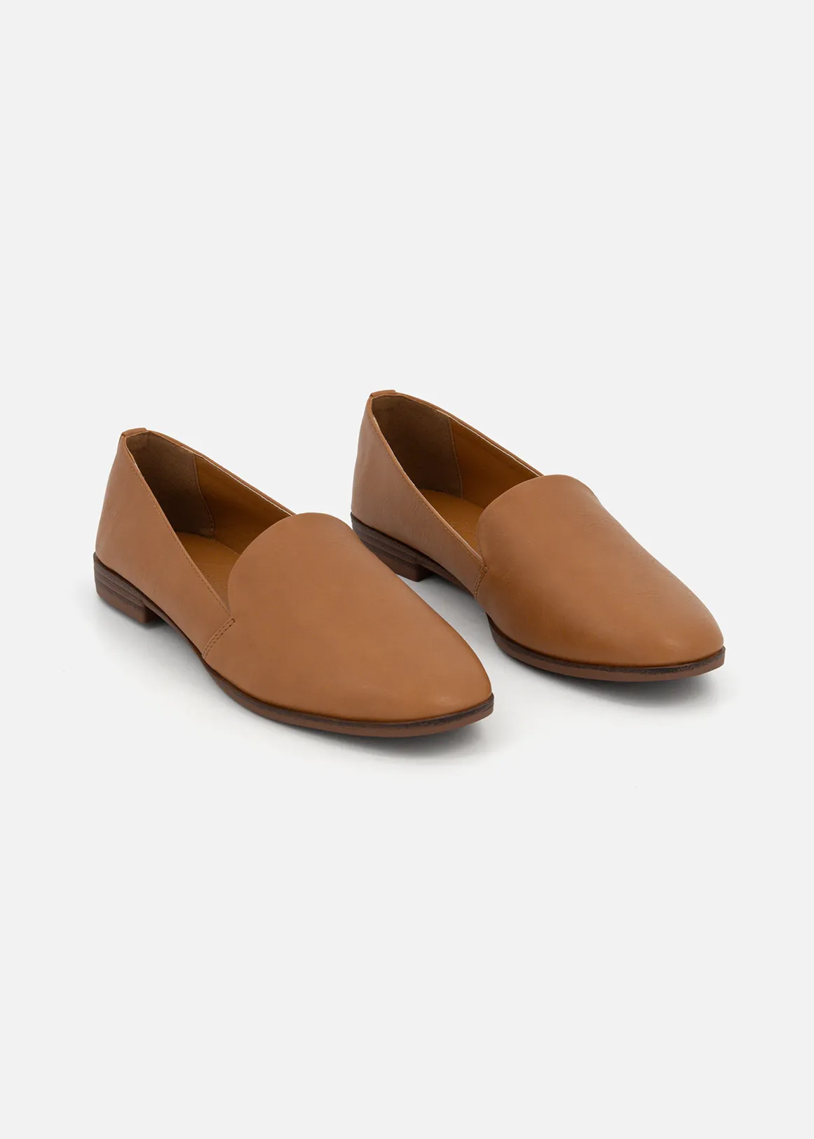 Faux Leather Loafers - TAN