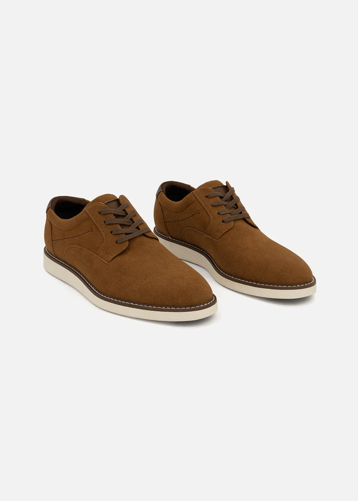 Faux Suede Lace-up Wedge Shoes - TAN