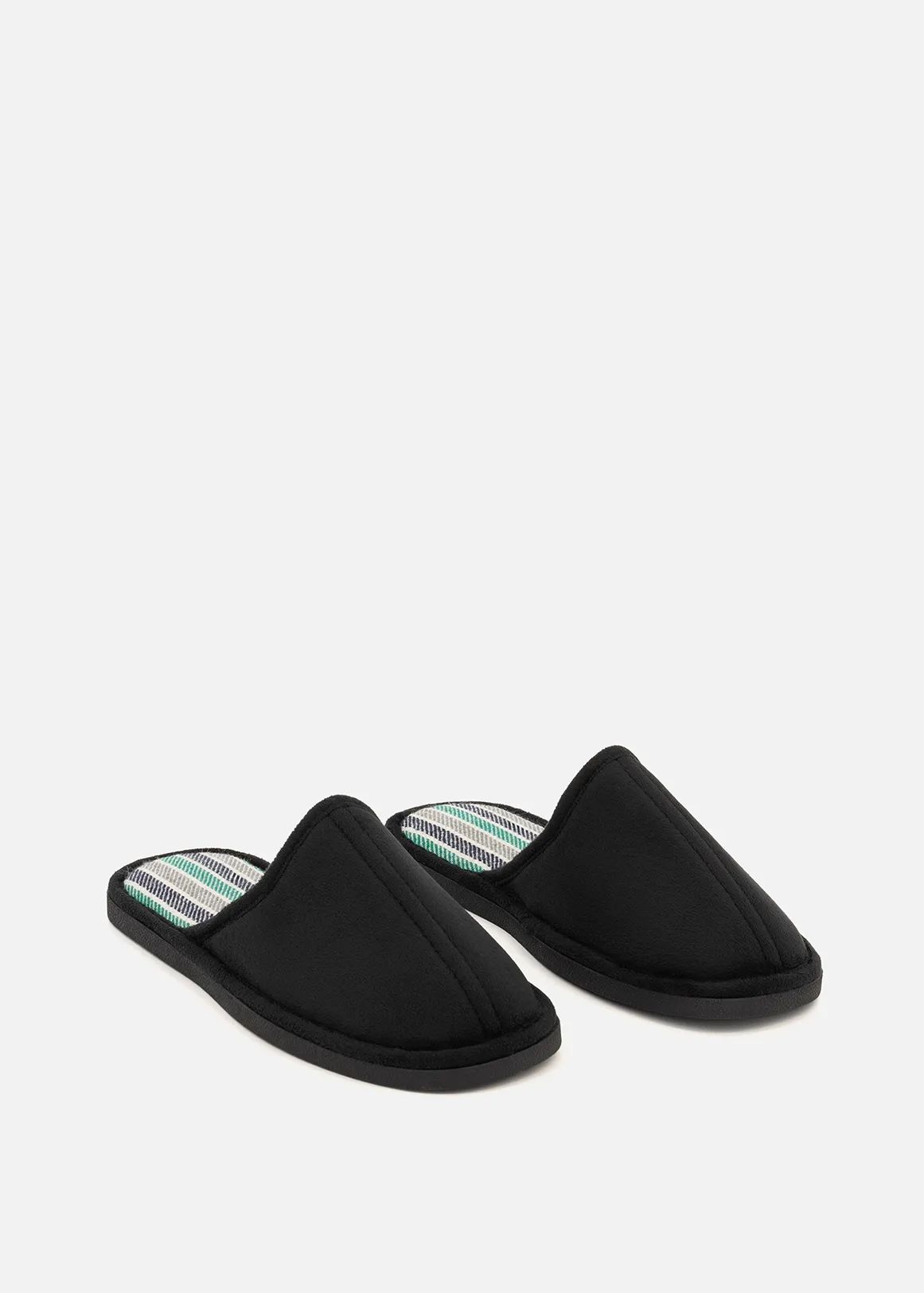 Faux Suede Mule Slippers (Size 12-6) Older Boy - BLACK