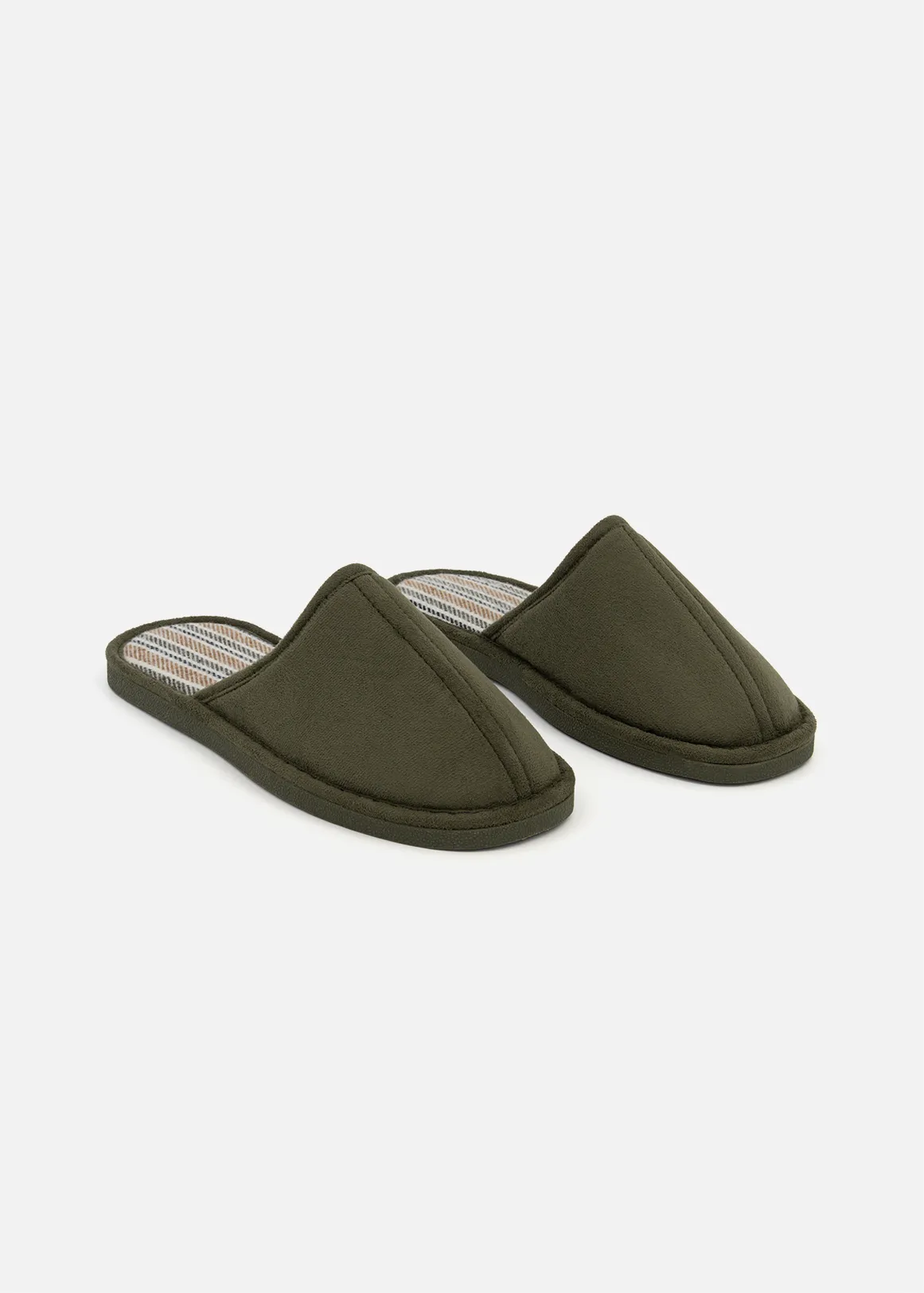 Faux Suede Mule Slippers (Size 12-6) Older Boy - KHAKI