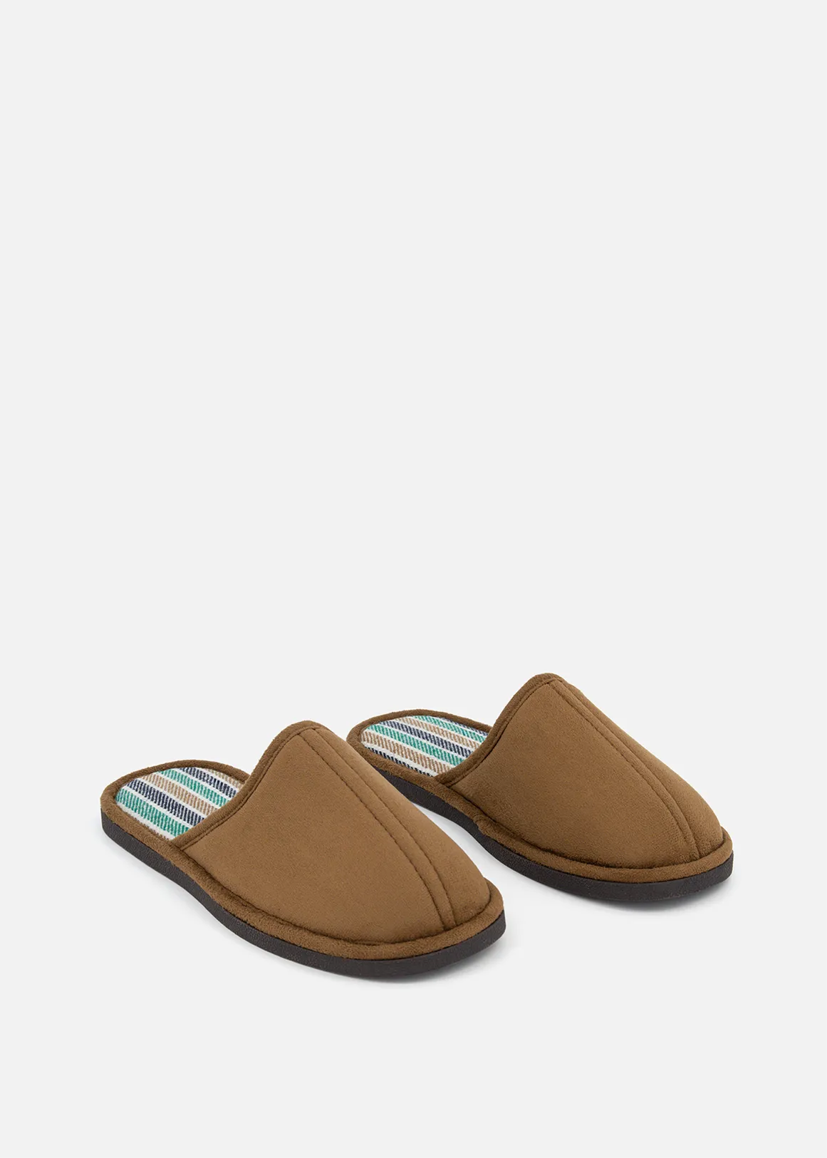 Faux Suede Mule Slippers (Size 12-6) Older Boy - TAN