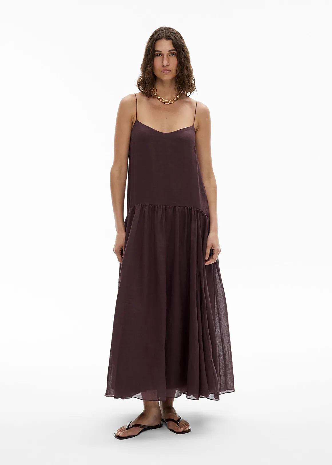 Fine Strap Maxi Dress - FIG