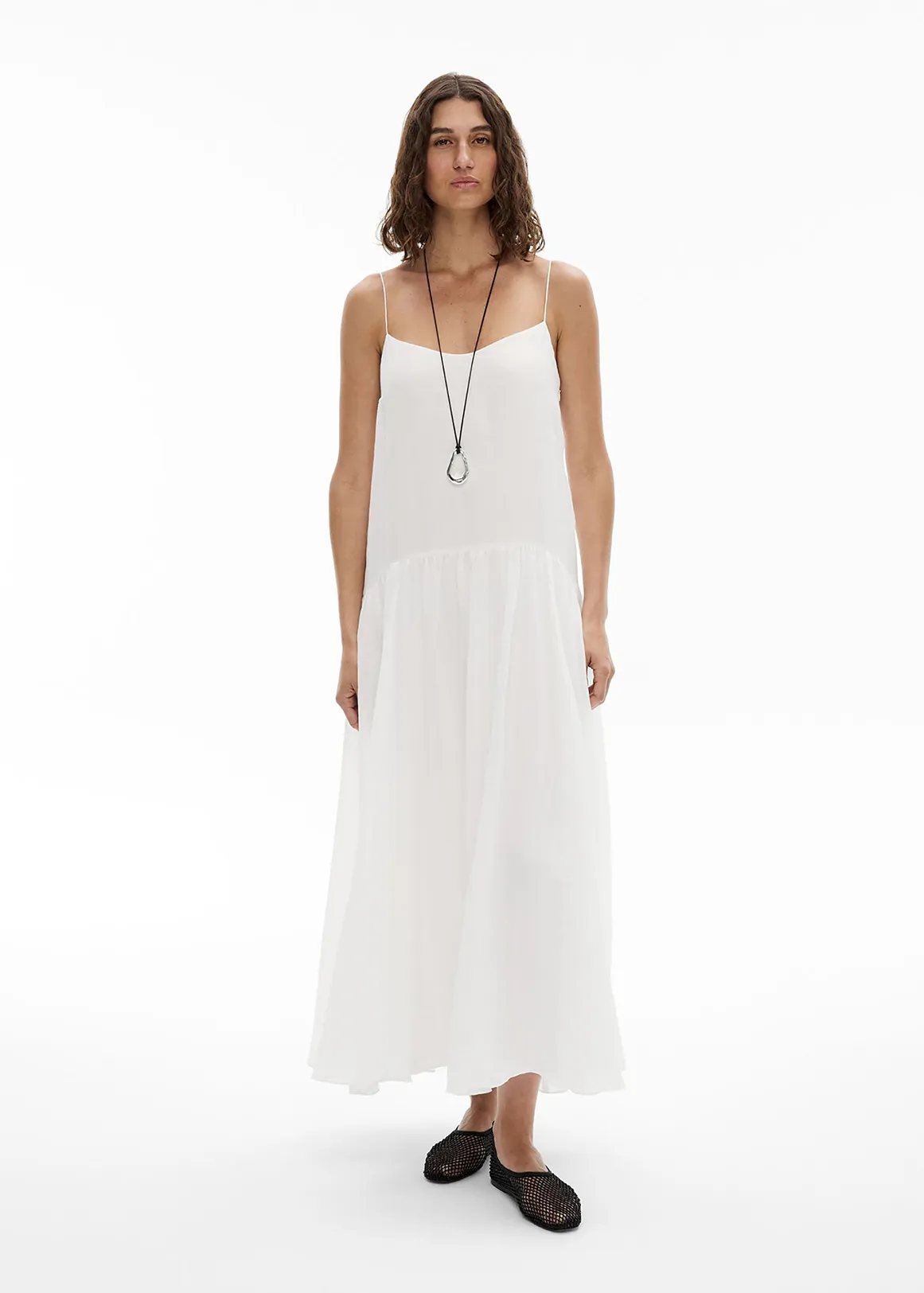 Fine Strap Maxi Dress - FRESH WHITE