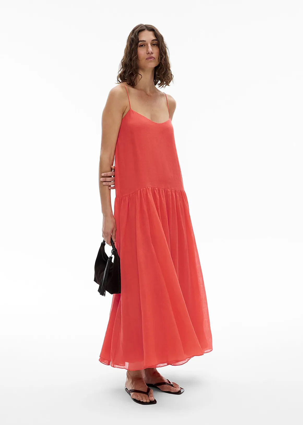 Fine Strap Maxi Dress - WATERMELLON
