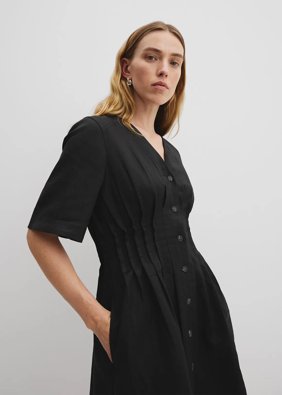 Fit And Flare Mini Dress - BLACK