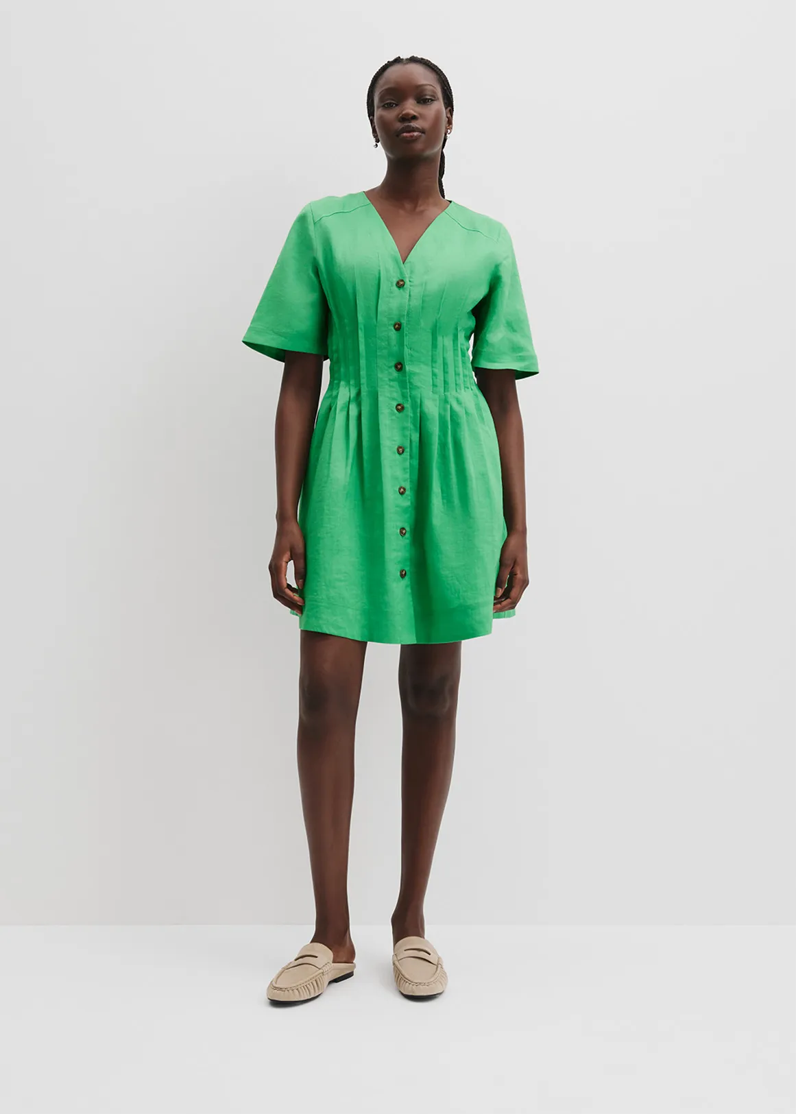Fit And Flare Mini Dress - JADE GREEN