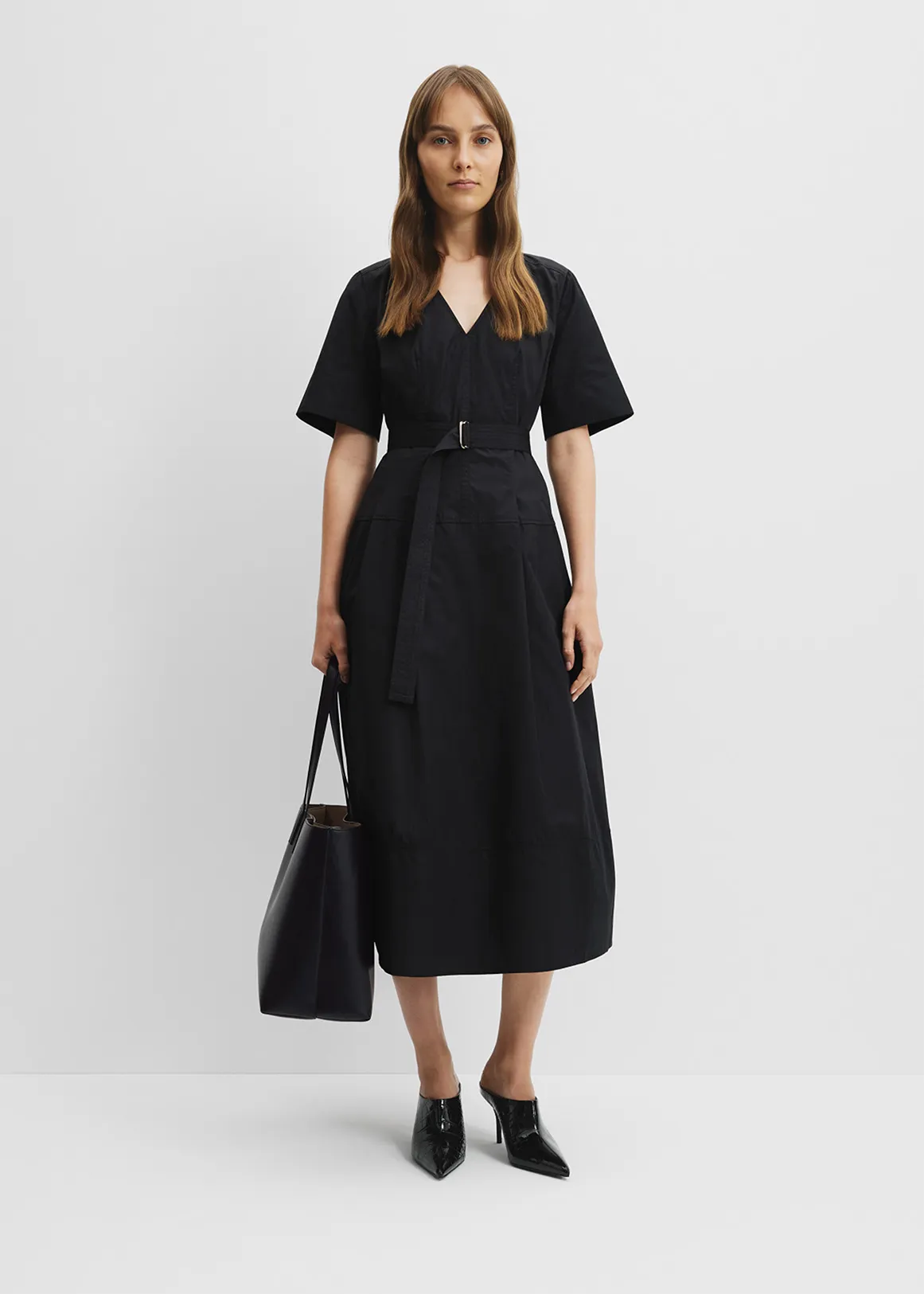 Fit-and-Flare Midi Dress - BLACK