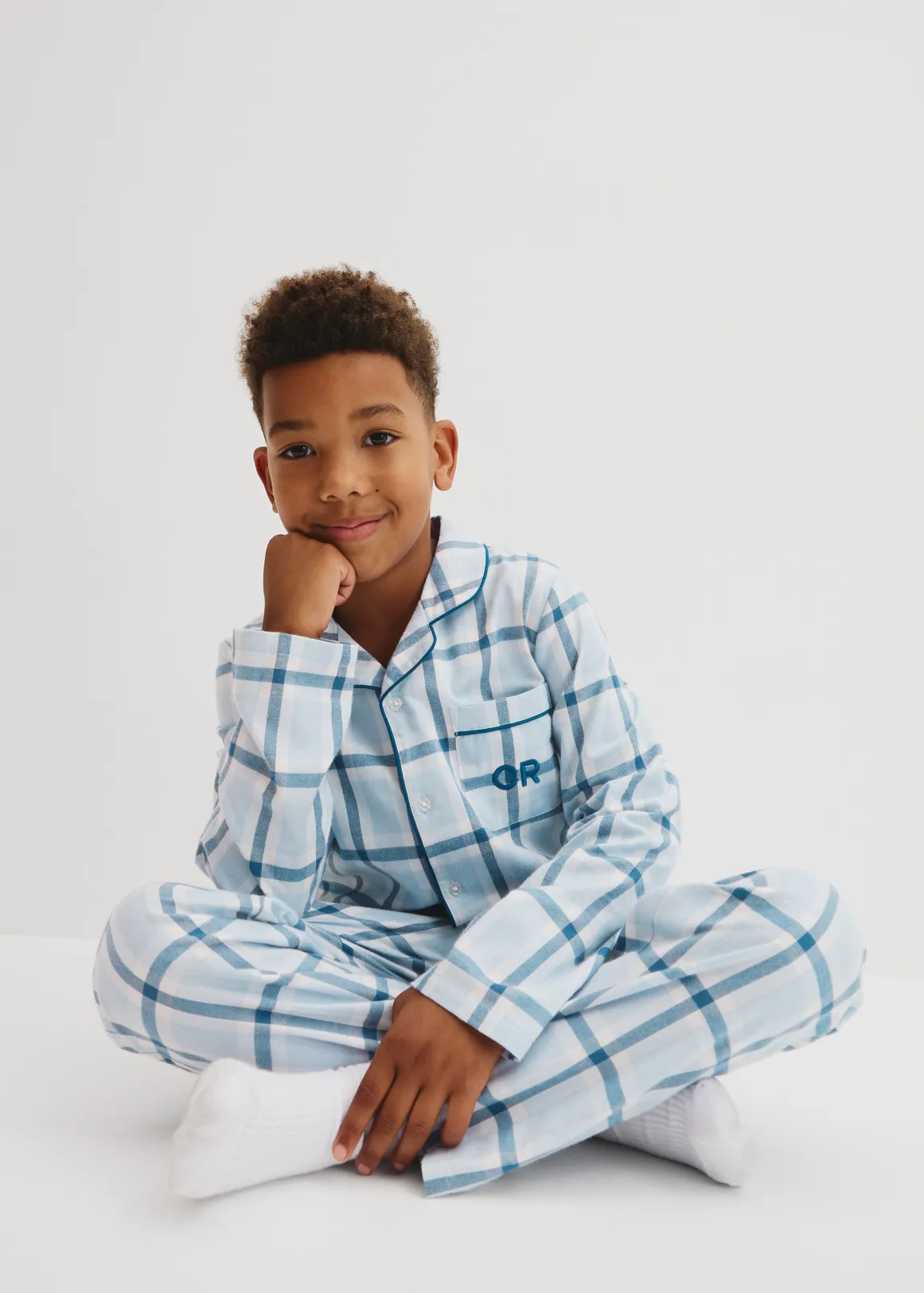 Flannel Check Pyjama Set - DUSTY BLUE