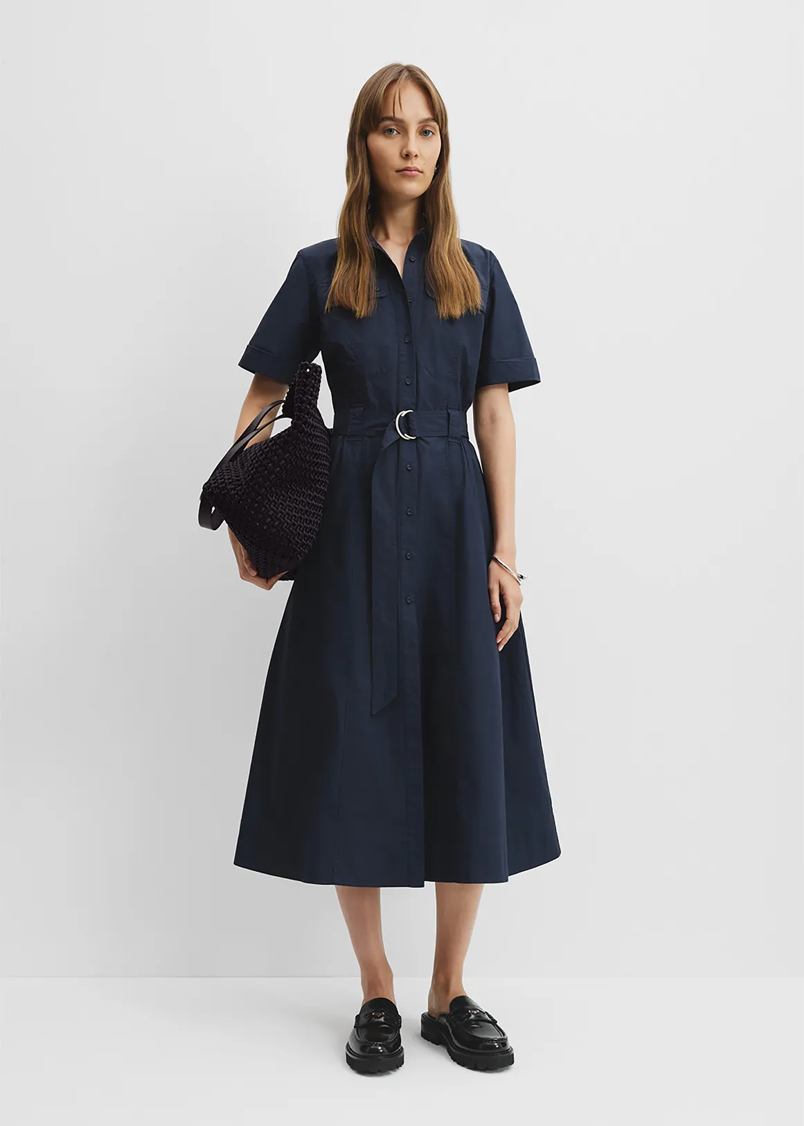 Flared Midi Dress - NAVY