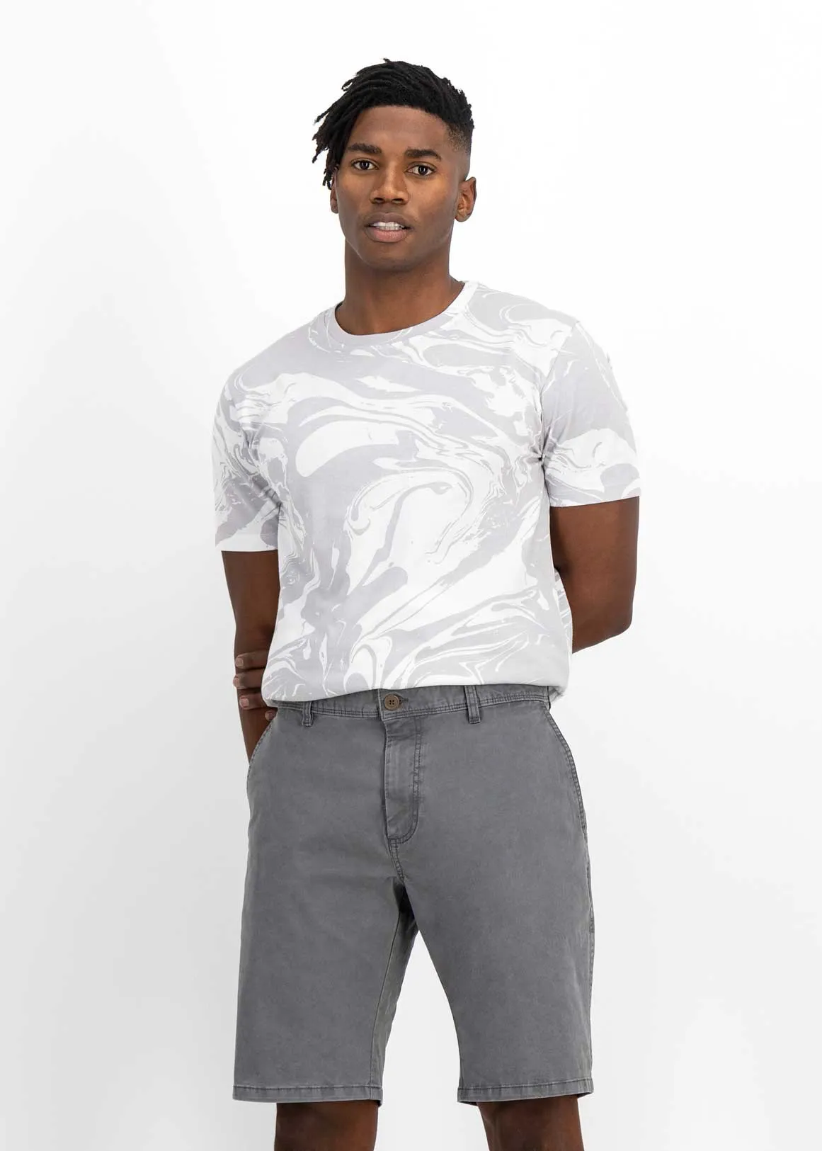 Flat Front Slim Fit Chino Shorts - CHARCOAL