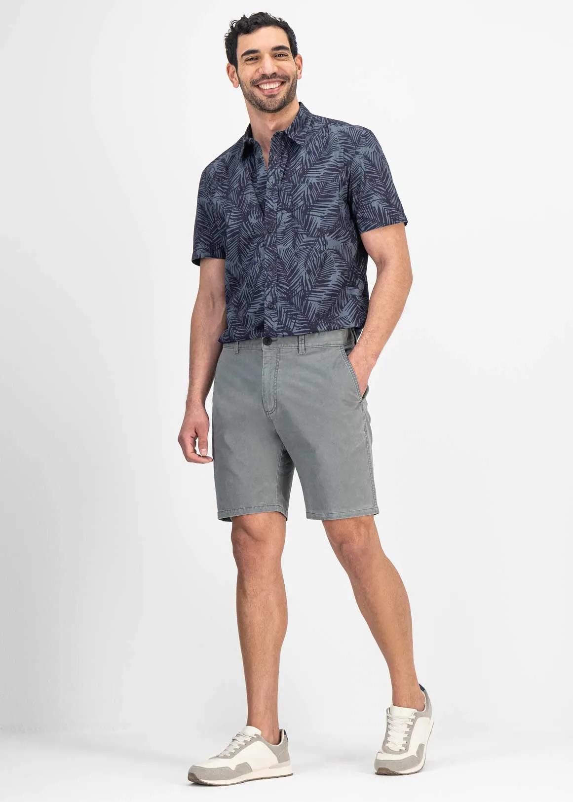 Flat Front Slim Fit Chino Shorts - CHARCOAL