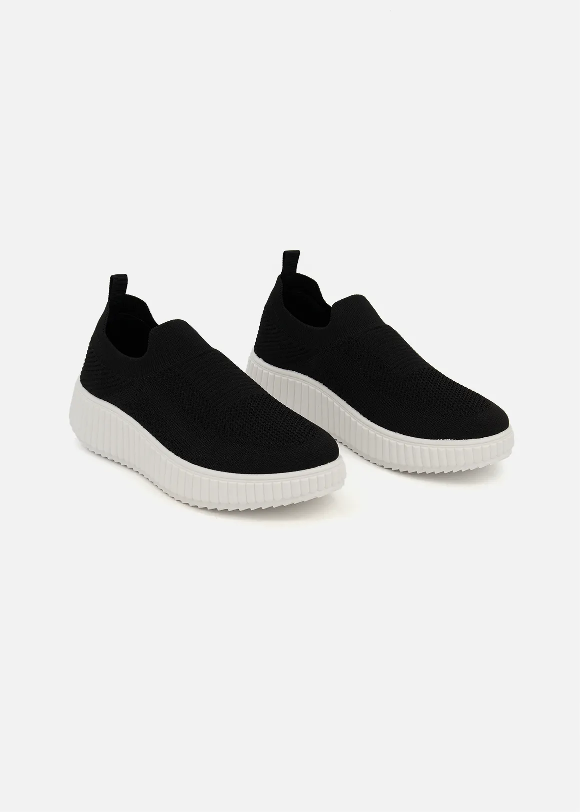 Flatform Knit Slip-on Trainers - BLACK