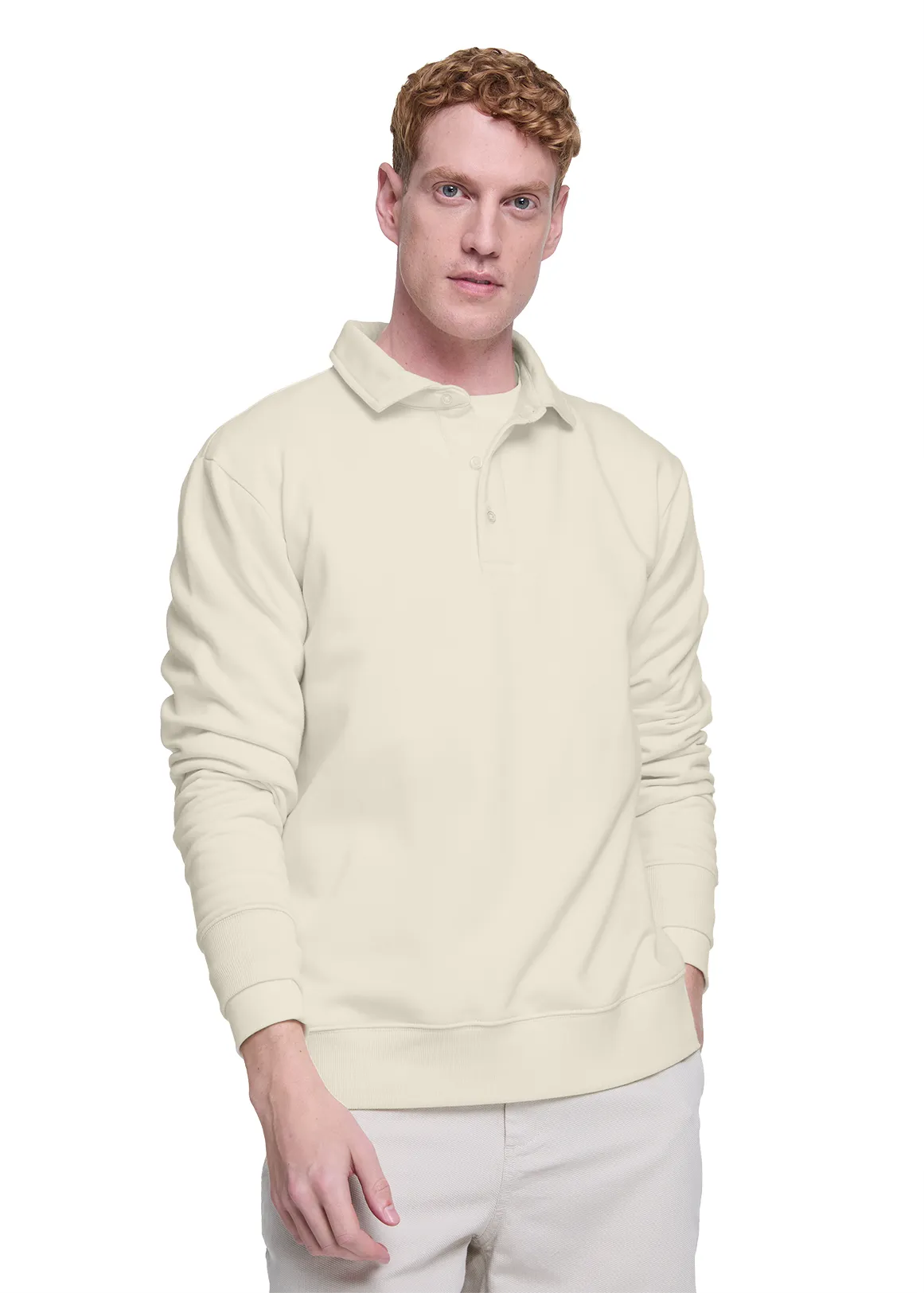 Fleece Rugby Sweatshirt - BONE