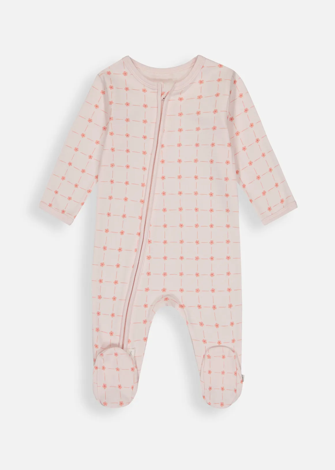 Floral Check Organic Cotton Zip Sleepsuit - X PINK