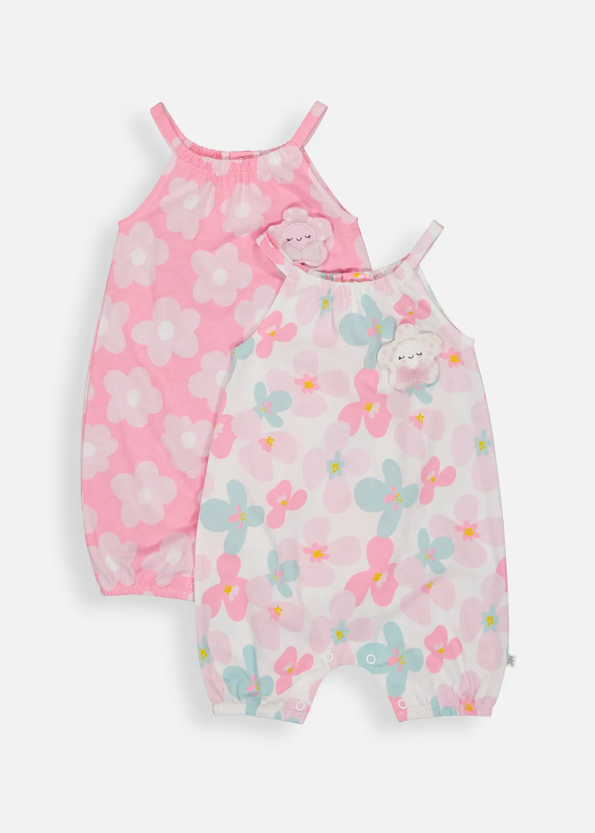 Floral Cotton Rompers 2 Pack - X PINK