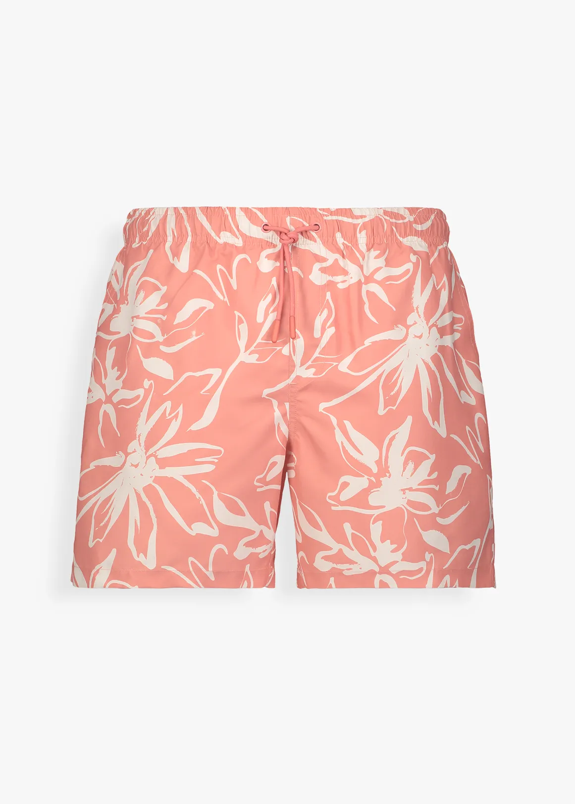 Floral Mid Length Swim Shorts - ORANGE
