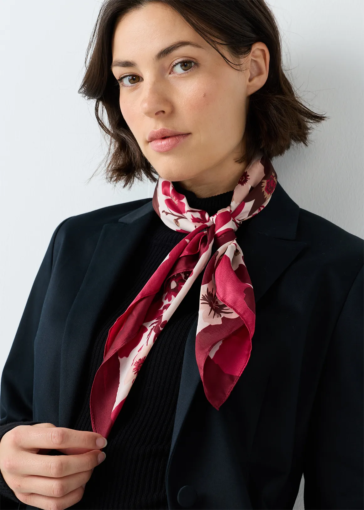 Floral Pocket Square Scarf - X BURGUNDY
