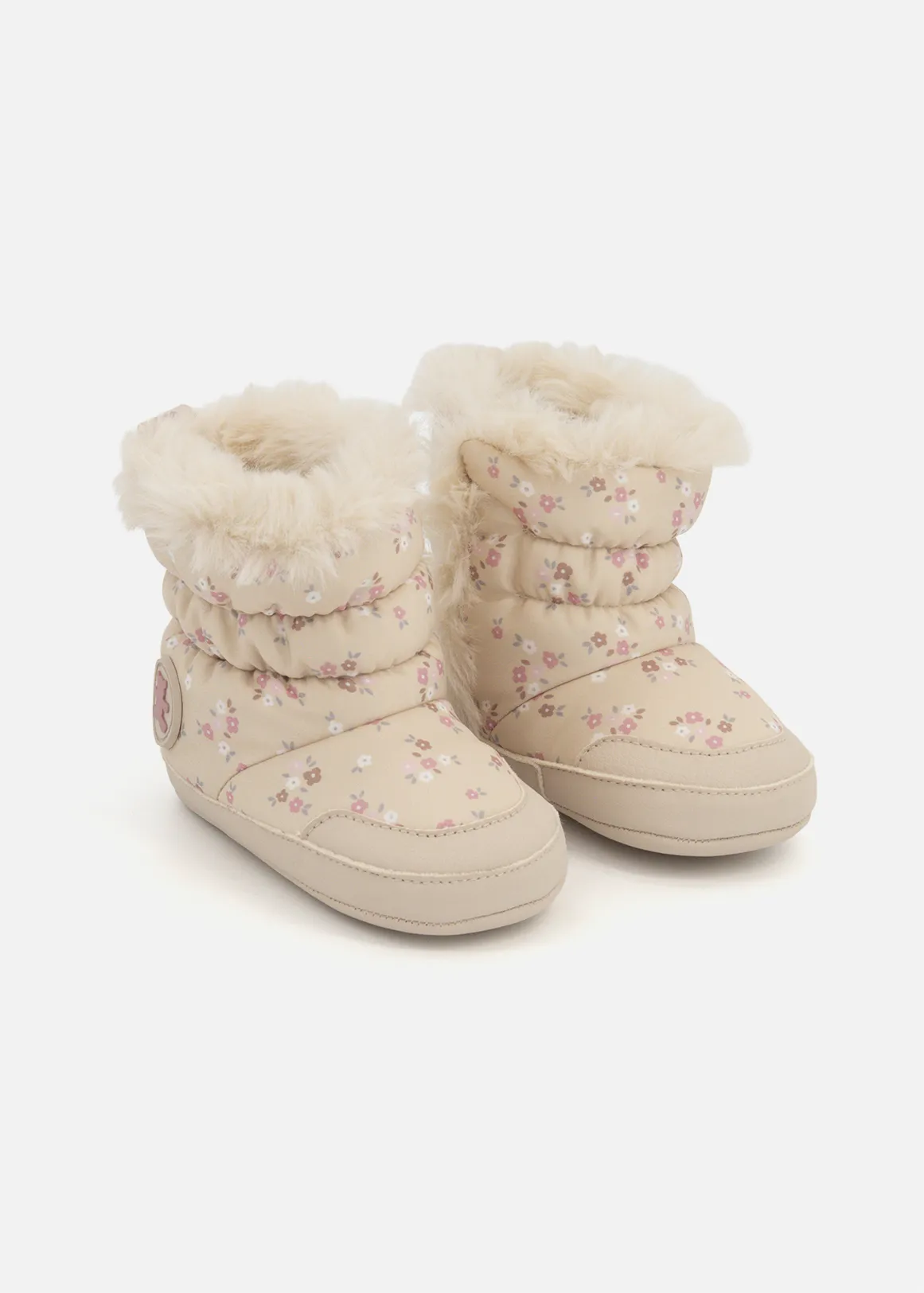 Floral Print Snow Boots - X NATURAL